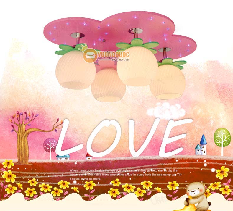 Đèn ốp trần cho bé màu hồng dễ thương uhs111-1